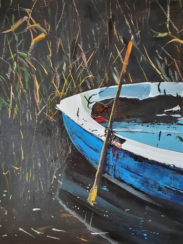 Original Expressionism Boat Paintings by Victor Costachescu