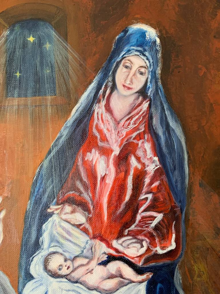 Original Religious Painting by Busellato Marie-Ange