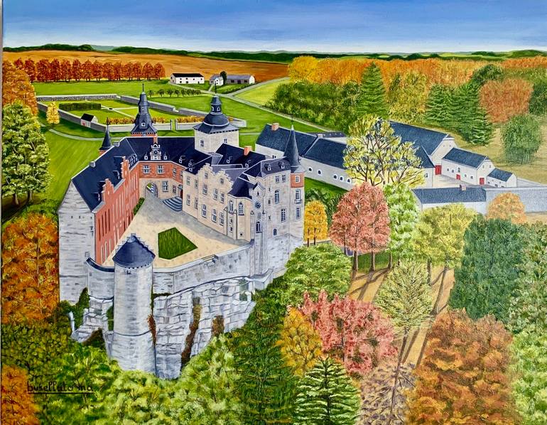 Original Architecture Painting by Busellato Marie-ange | Figurative Art on Canvas | The domain of Mielmont
