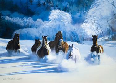 Horses In Deep Snow thumb