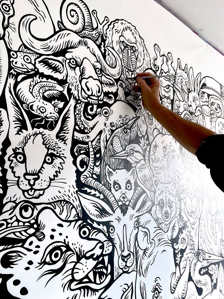 Original Black & White Graffiti Painting by Scott Walker