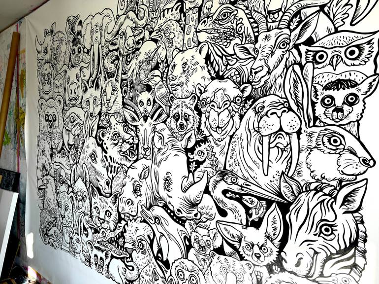 Original Black & White Graffiti Painting by Scott Walker