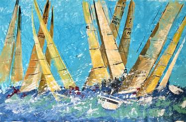 Original Abstract Expressionism Boat Paintings by Volha Piashko