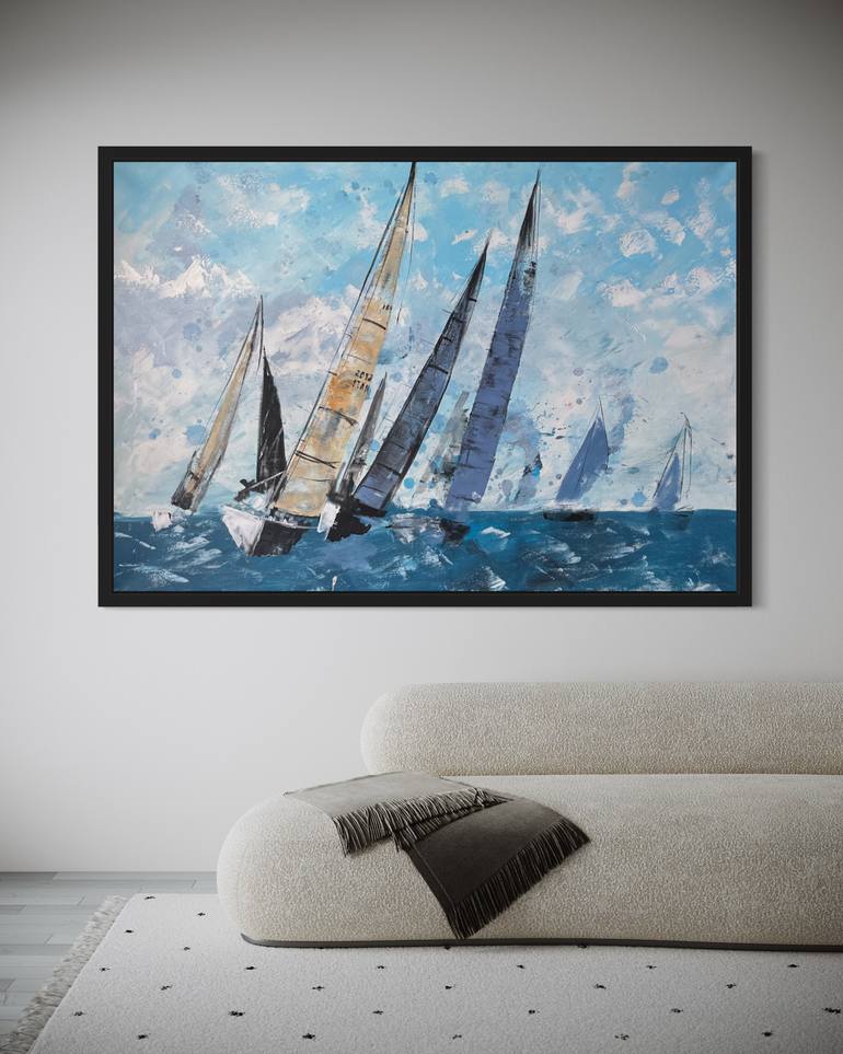 Original Expressionism Boat Painting by Volha Piashko