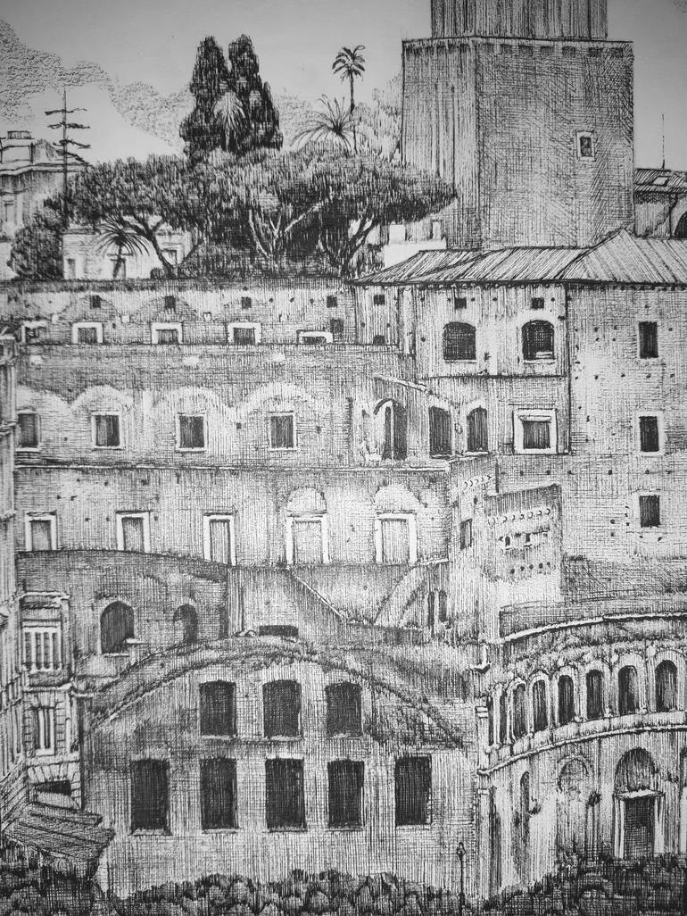 Original Fine Art Architecture Drawing by Edwin Darwin