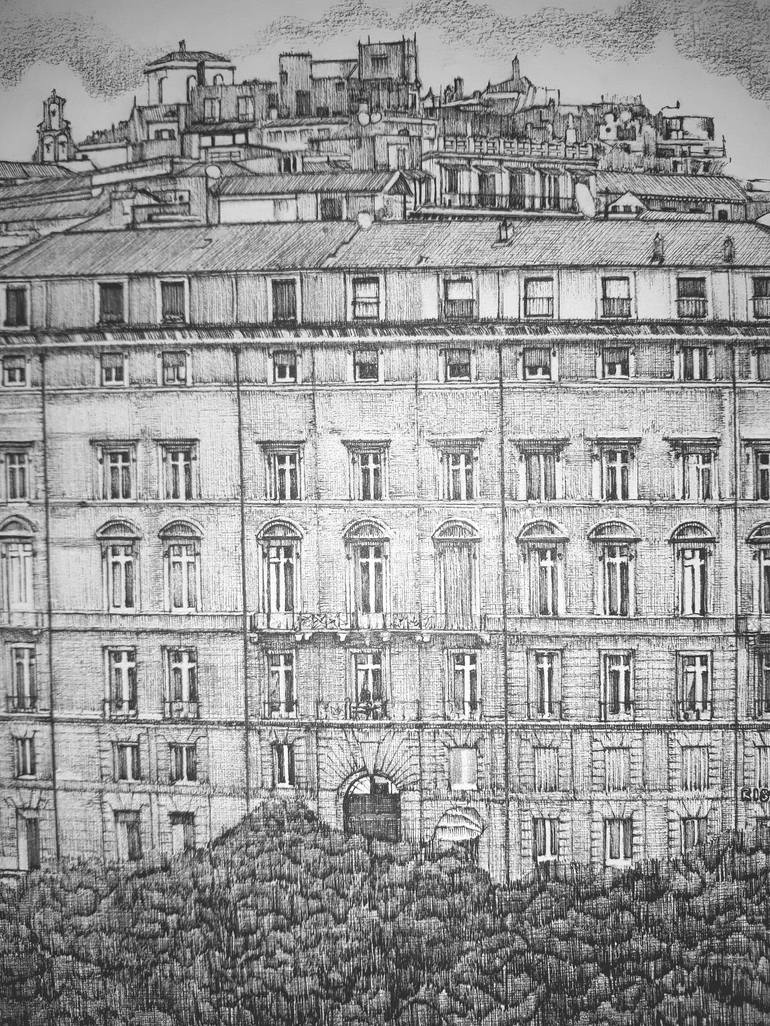 Original Fine Art Architecture Drawing by Edwin Darwin