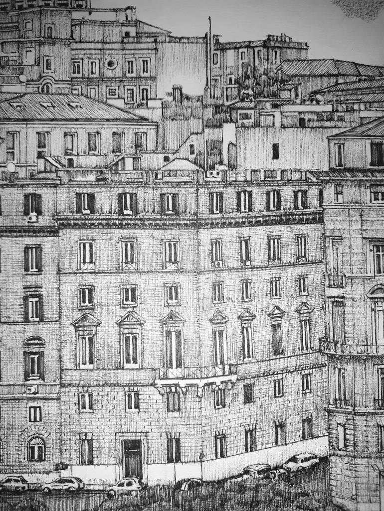 Original Fine Art Architecture Drawing by Edwin Darwin