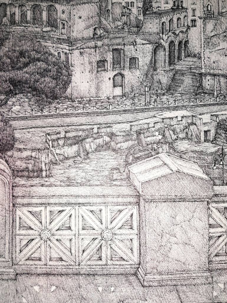 Original Fine Art Architecture Drawing by Edwin Darwin