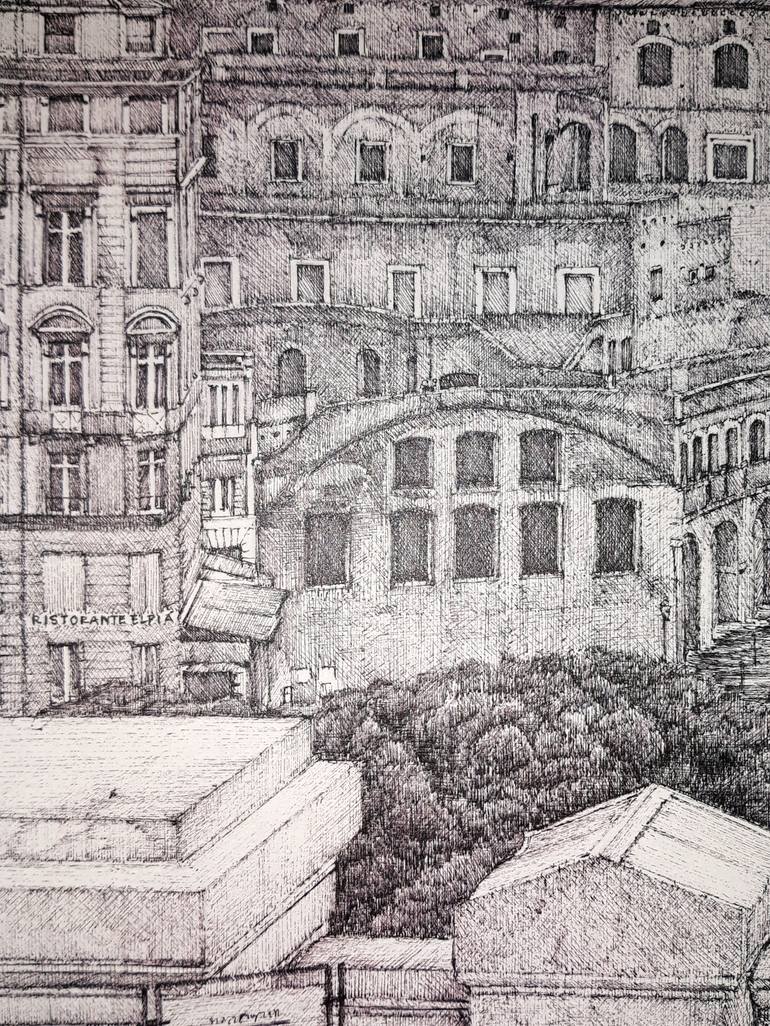 Original Fine Art Architecture Drawing by Edwin Darwin