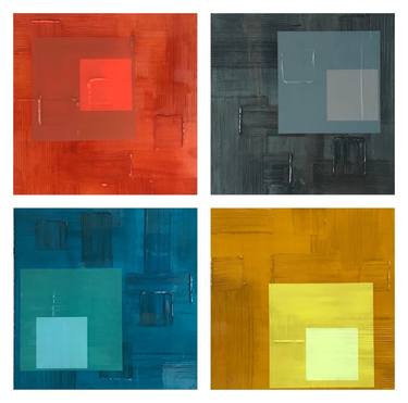 (Quadriptych) "Minimalism Series" - Mid Century 2  Color Block thumb