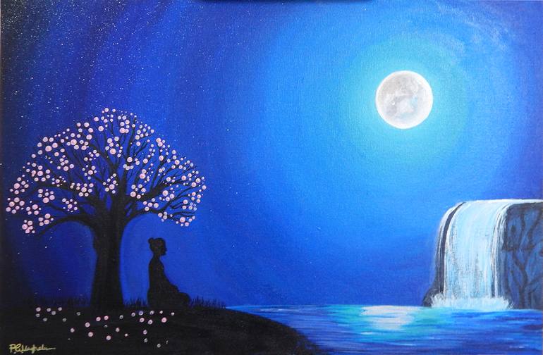 Monk Under The Moon Painting By Pratik Vaghela Saatchi Art Monk Under The Moon Painting By Pratik Vaghela Saatchi Art
