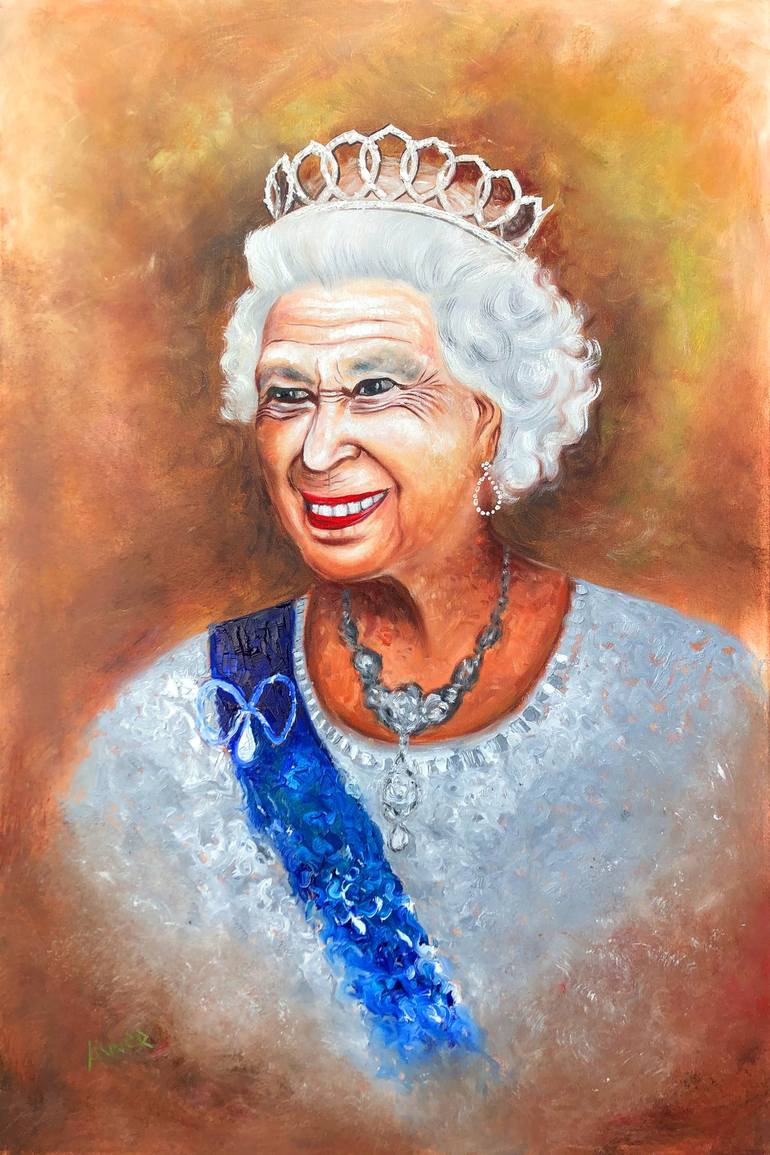 Queen Elizabeth ll Painting by Michael Annor | Saatchi Art