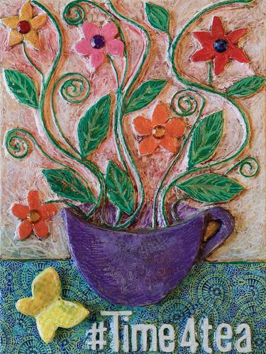 Print of Folk Floral Collage by Vicky Sargent