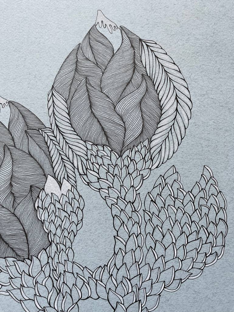 Original Abstract Floral Drawing by Aleksandra Bulgakova