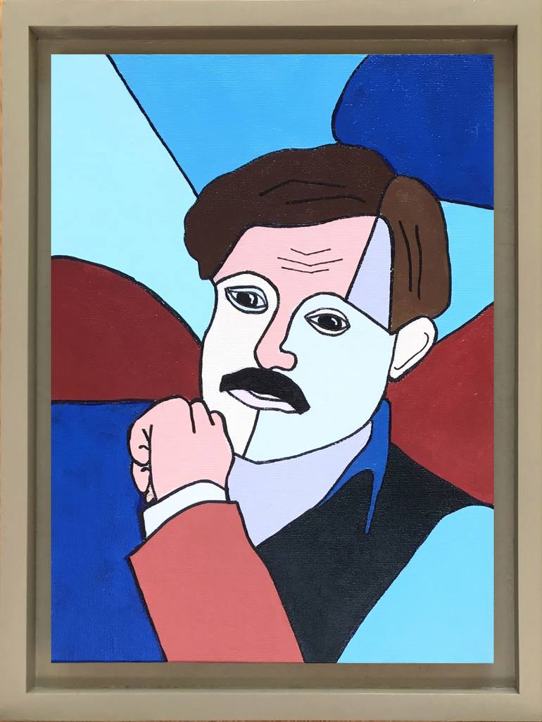 Original Pop Culture/Celebrity Painting by Anders Olow | Figurative Art on Canvas | Ernest Hemingway - An homage to The Old Man and the Sea