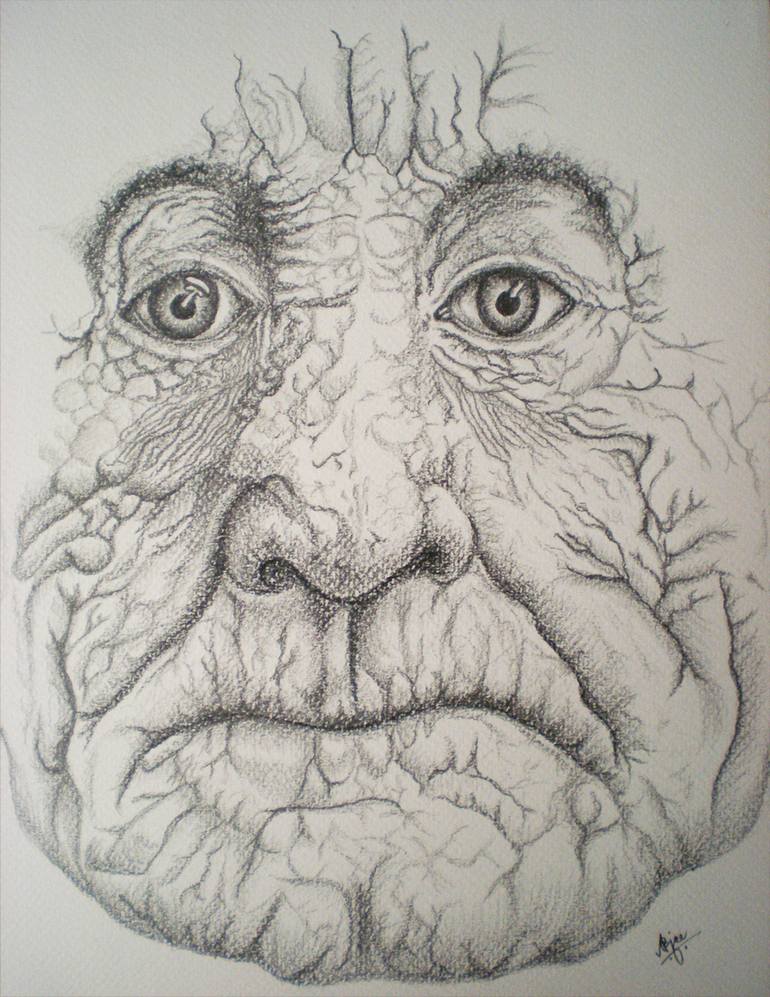 old man face sketch