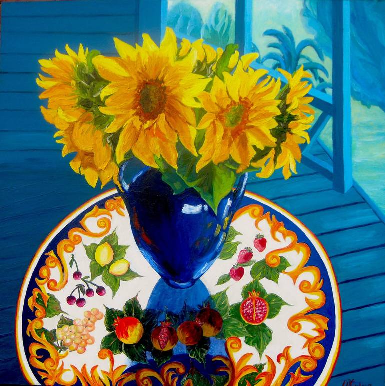 Original Art Deco Floral Paintings by Olena Krylova