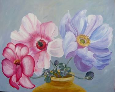 Original Art Deco Floral Painting by Olena Krylova