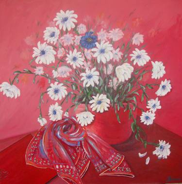 Original Art Deco Floral Painting by Olena Krylova