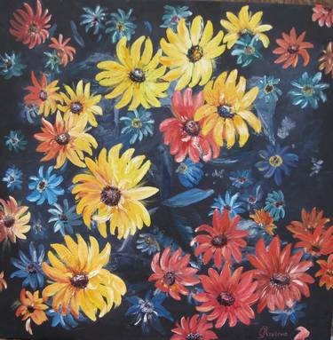 Original Art Deco Floral Paintings by Olena Krylova