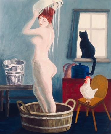 Original Art Deco Nude Paintings by Olena Krylova