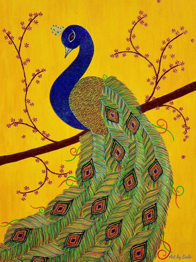 Fancy Peacock Painting by Art by Bala | Saatchi Art