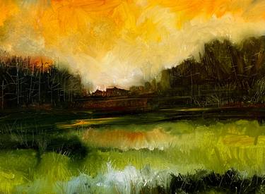 Original Abstract Expressionism Landscape Paintings by Bishnu Tamuli