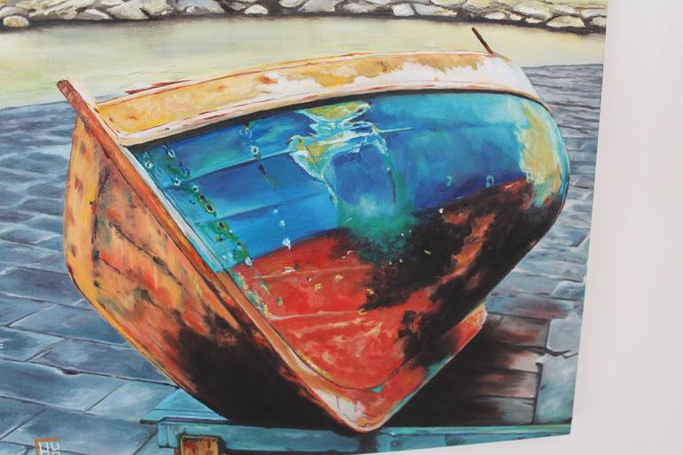 Original Conceptual Boat Painting by Jesus Garcia
