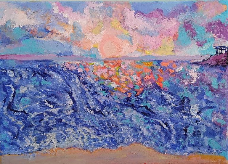 Original Abstract Expressionism Beach Paintings by Evita K