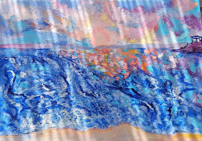Original Abstract Expressionism Beach Painting by Evita K