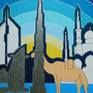 Amazing construction work in Emirates inspired this painting. It is original, one and unique. No need of frame, the sides are painted. Size in cm. is 46-38-1.8.
