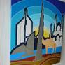 Amazing construction work in Emirates inspired this painting. It is original, one and unique. No need of frame, the sides are painted. Size in cm. is 46-38-1.8.