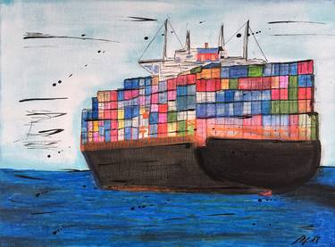 Print of Expressionism Ship Paintings by MHOG ART