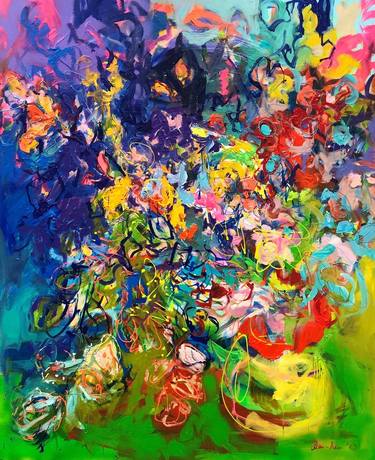 Original Abstract Expressionism Floral Paintings by Nicole Leidenfrost