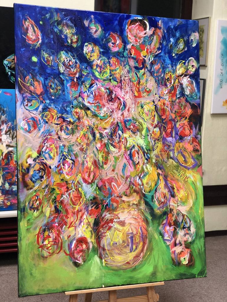 Original Abstract Floral Painting by Nicole Leidenfrost