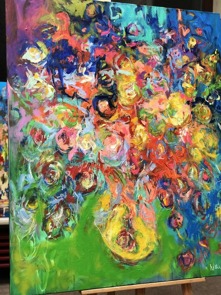 Original Abstract Expressionism Floral Painting by Nicole Leidenfrost