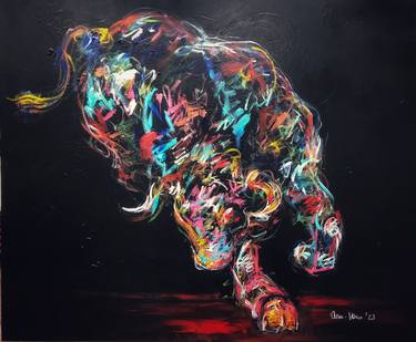 Original Abstract Expressionism Cows Paintings by Nicole Leidenfrost