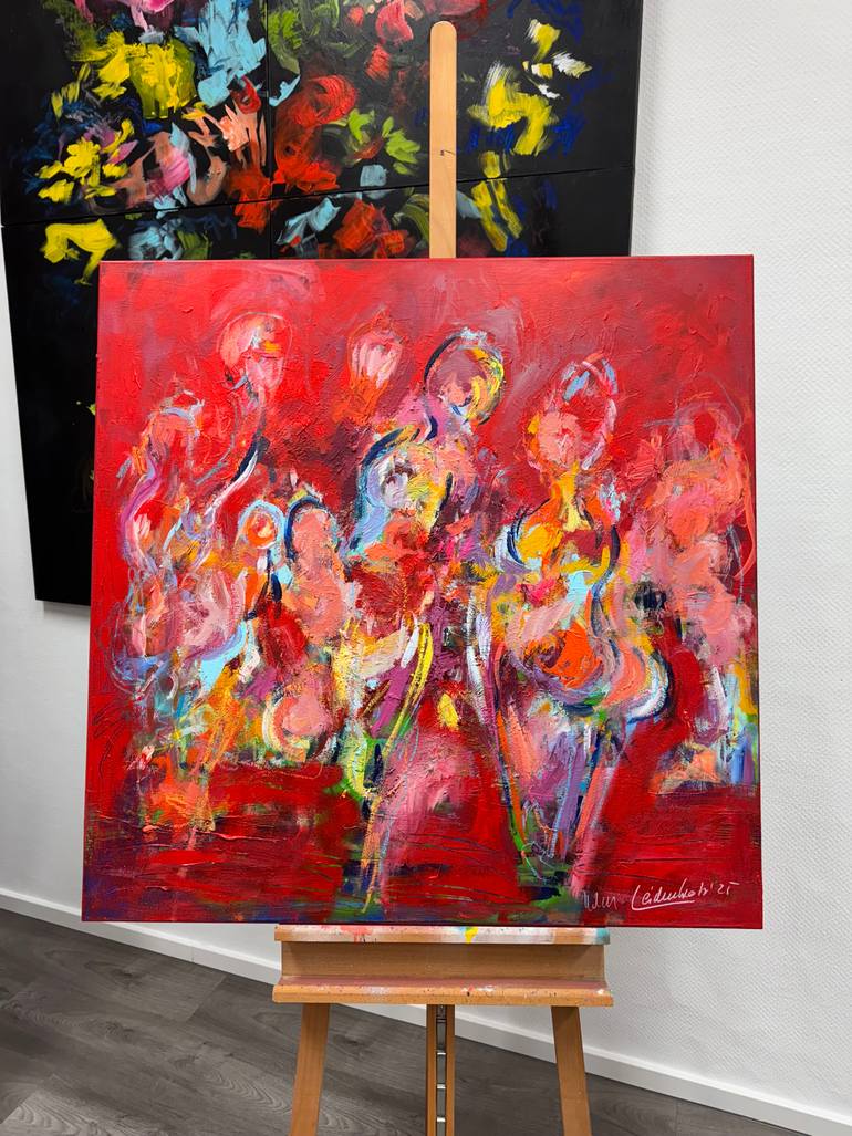 Original Abstract Expressionism People Painting by Nicole Leidenfrost
