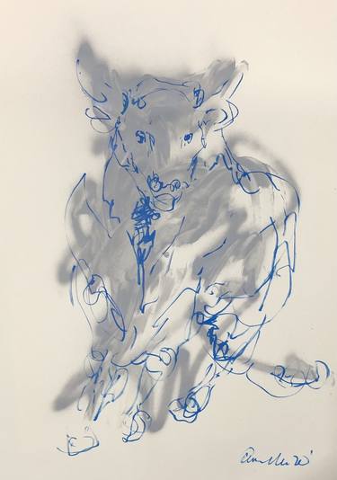 Print of Expressionism Cows Drawings by Nicole Leidenfrost