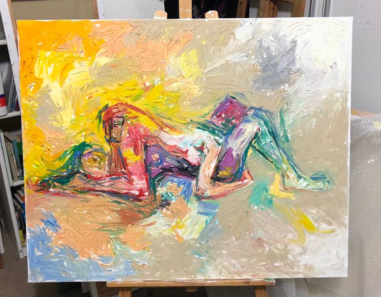 Original Abstract Expressionism Erotic Painting by Nicole Leidenfrost