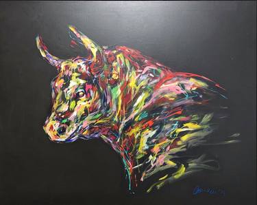 Original Abstract Expressionism Cows Paintings by Nicole Leidenfrost