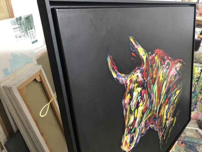 Original Abstract Expressionism Cows Painting by Nicole Leidenfrost
