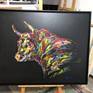 Dear Sir or Madam,

I very much like to paint bulls, in a wide variety of ways. The work of art is fixed.

The work of art was shown at the art fair "NeueArt" Dresden, 2020. The frame is included in the price.

As an artist, I work commercially and personally sell the work of art to you. You will receive a certificate of authenticity and an invoice. Please also see my homepage. There you can find many press articles about me. My homepage is stored here in the shop.