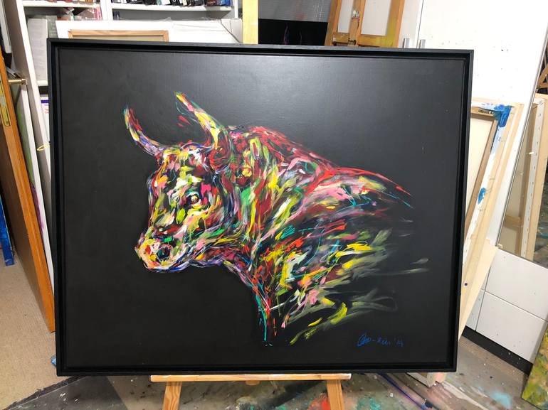 Original Abstract Expressionism Cows Painting by Nicole Leidenfrost