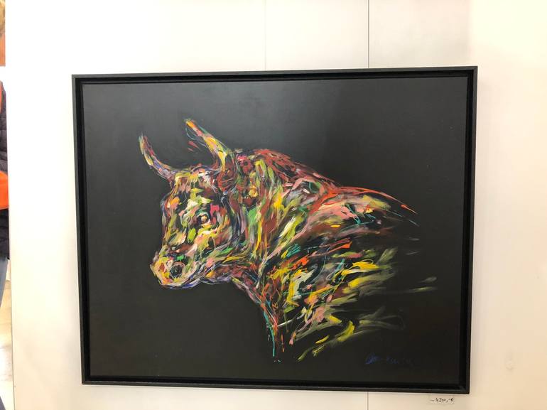 Original Abstract Expressionism Cows Painting by Nicole Leidenfrost