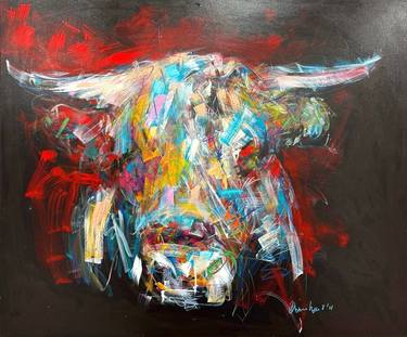 Original Expressionism Cows Paintings by Nicole Leidenfrost
