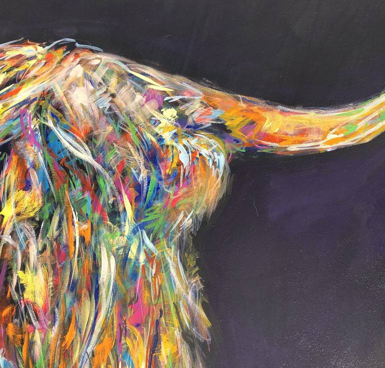 Original Expressionism Cows Painting by Nicole Leidenfrost