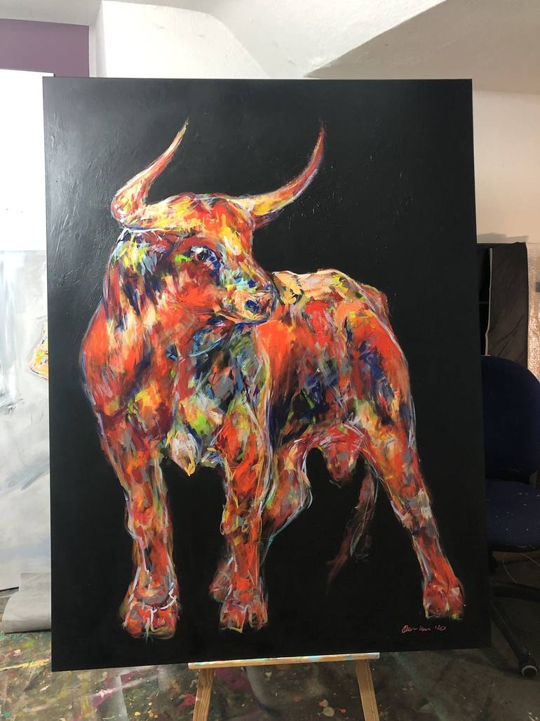 Original Figurative Cows Painting by Nicole Leidenfrost