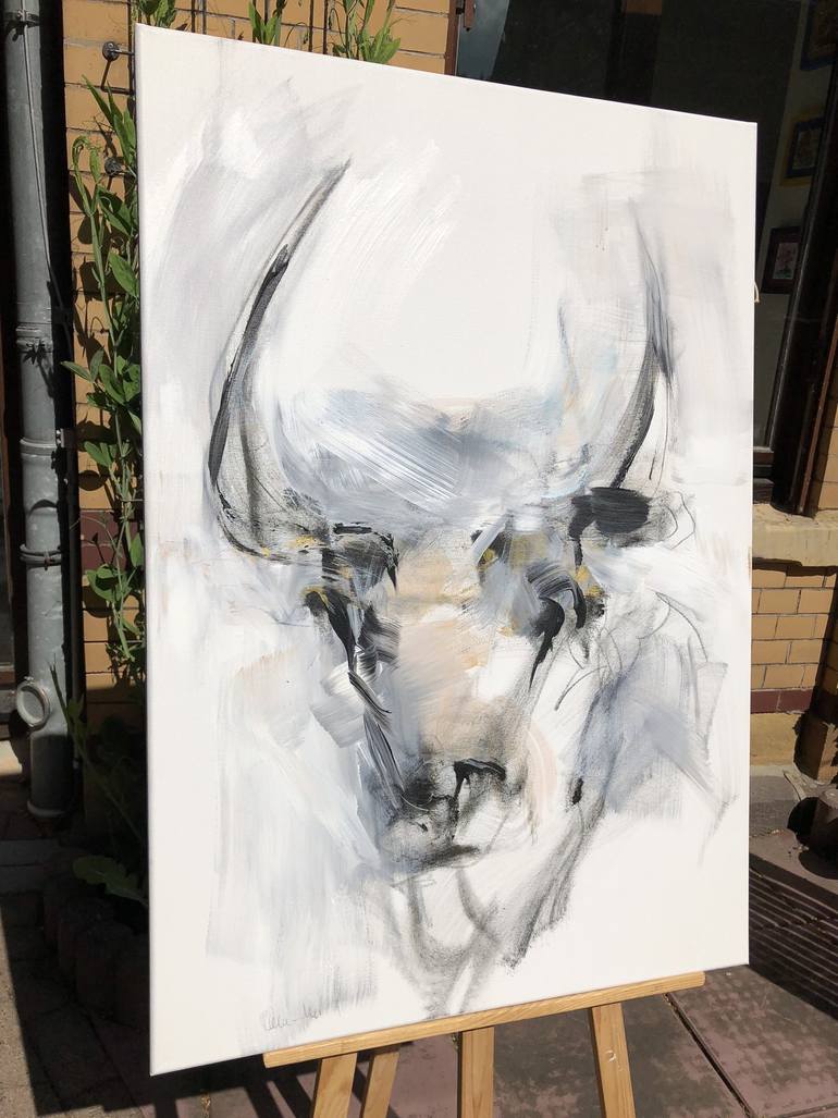 Original Abstract Expressionism Cows Painting by Nicole Leidenfrost