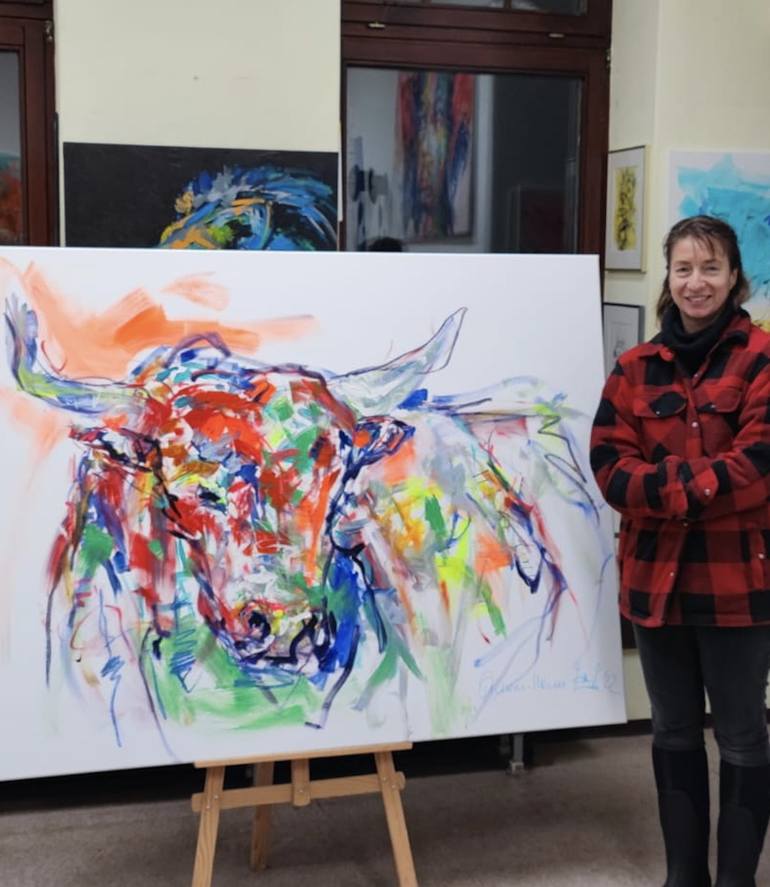 Original Cows Painting by Nicole Leidenfrost